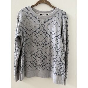 Women's Grey With Blue Snake Type Pattern North Face Sweatshirt Size Medium